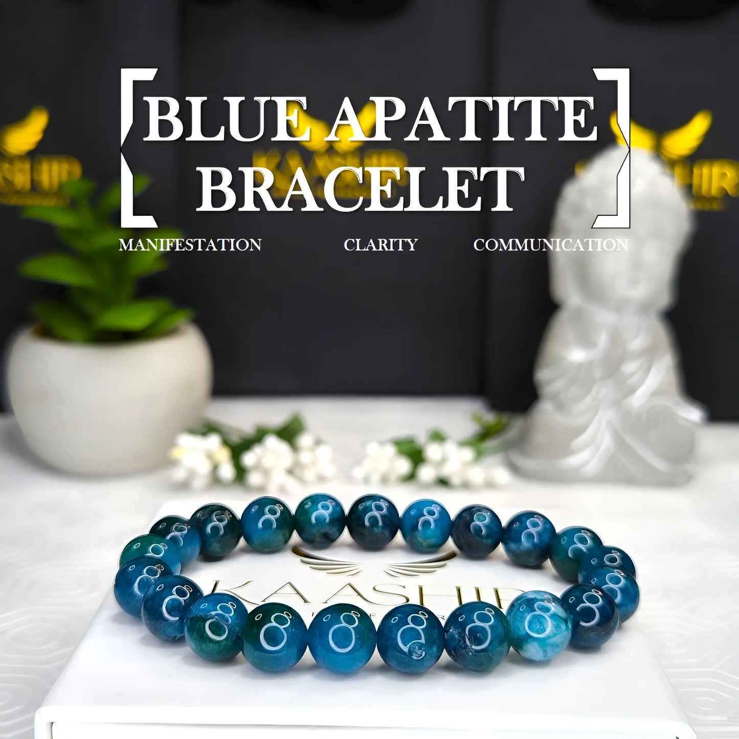 Blue Apatite Bracelet – Handmade Beaded Stone Jewelry for Men & Women - Kaashir Jewelry & Fragrance