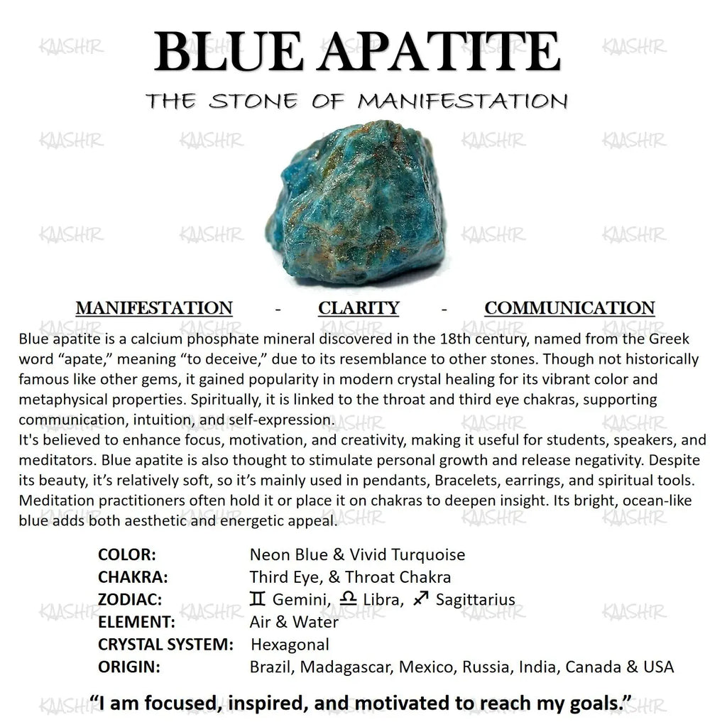Blue Apatite Healing Bracelet – Unisex Handmade Crystal | Kaashir