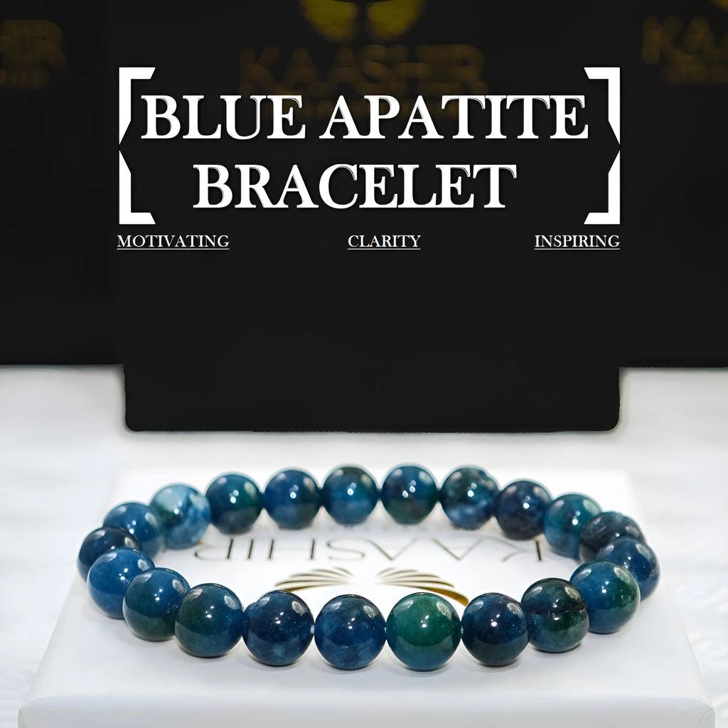 Bracelet en apatite bleue Kaashir – Bijou unisexe en perles de pierre fait main