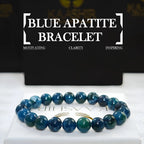 Bracelet en apatite bleue Kaashir – Bijou unisexe en perles de pierre fait main