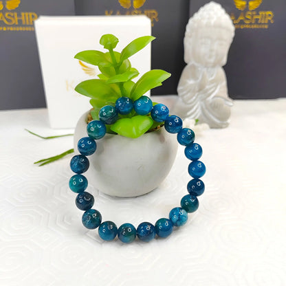 Blue Apatite Bracelet – Handmade Beaded Stone Jewelry for Men & Women - Kaashir Jewelry & Fragrance