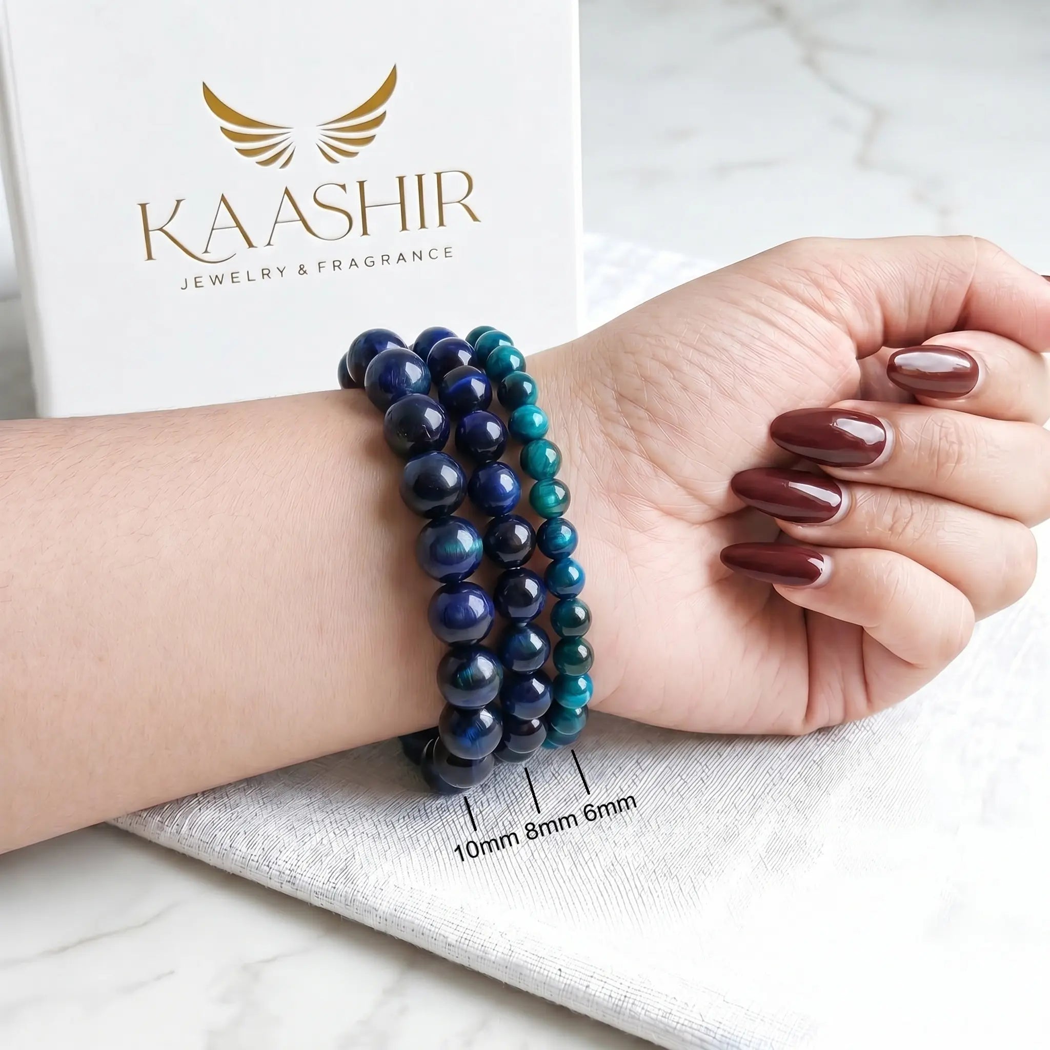 handmade blue tiger eye bracelet ethically sourced natural stone