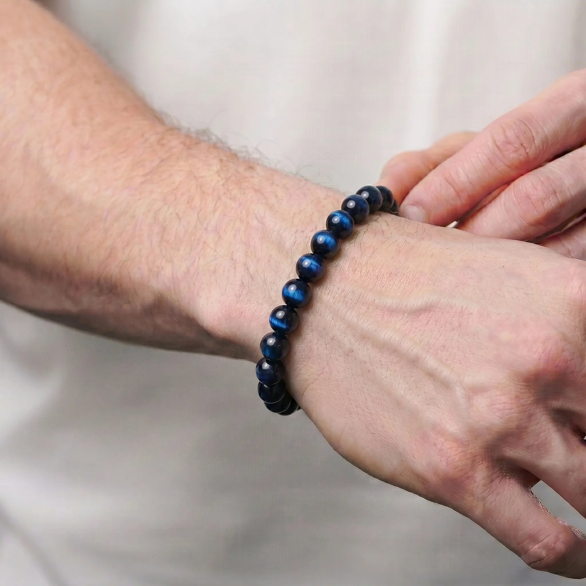 blue tiger eye bracelet for men natural gemstone mental clarity