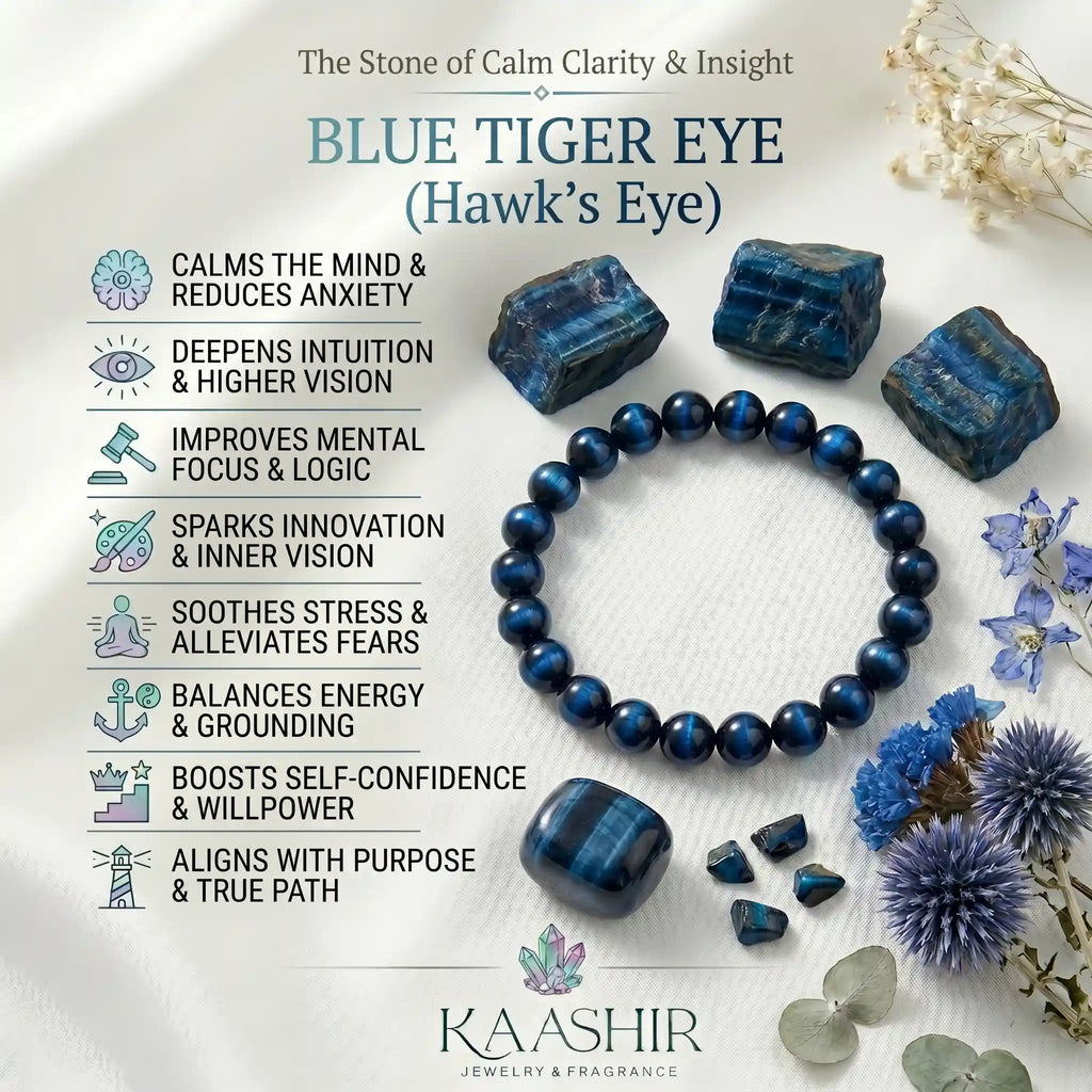 Blue tiger eye bracelet meaning, calm and focus protection