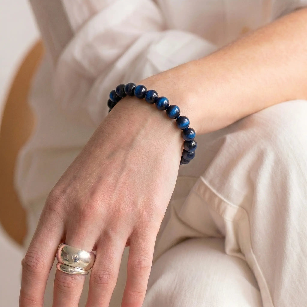 blue tiger eye bracelet for women hawks eye crystal