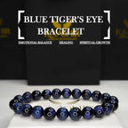 Bracelet œil de tigre bleu Kaashir – Bijoux faits main en perles pour hommes et femmes
