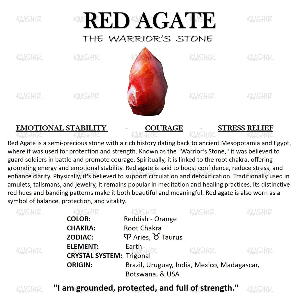 Red Agate Stone Bracelet – Unisex Handmade Healing Jewelry | Kaashir