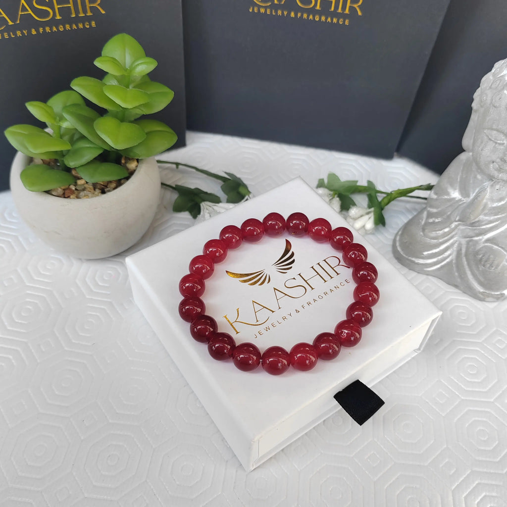 Red Agate Stone Bracelet – Unisex Handmade Healing Jewelry | Kaashir