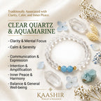 Aquamarine & clear quartz bracelet shown from different angles