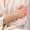 Close-up texture of natural beaded gemstone bracelet
