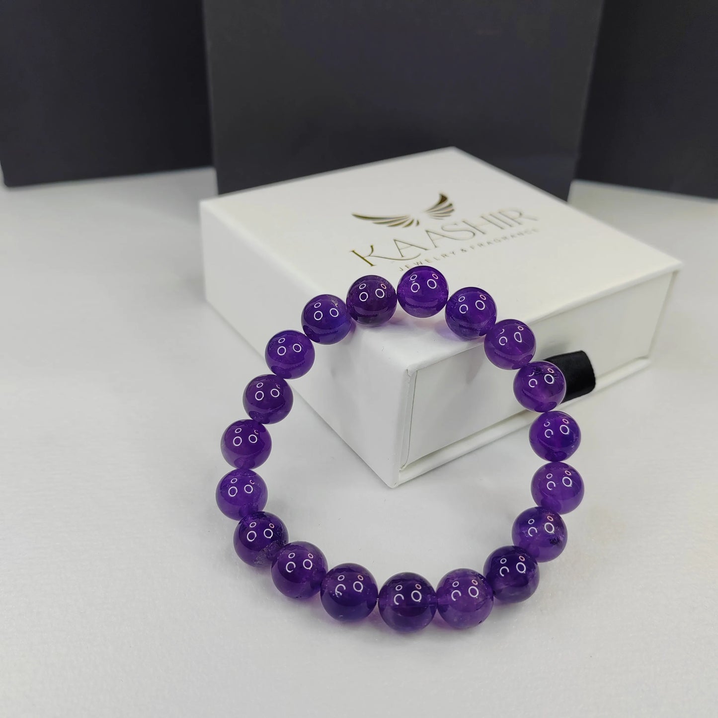 Amethyst Stone Bracelet – Unisex Handmade Healing Crystal | Kaashir