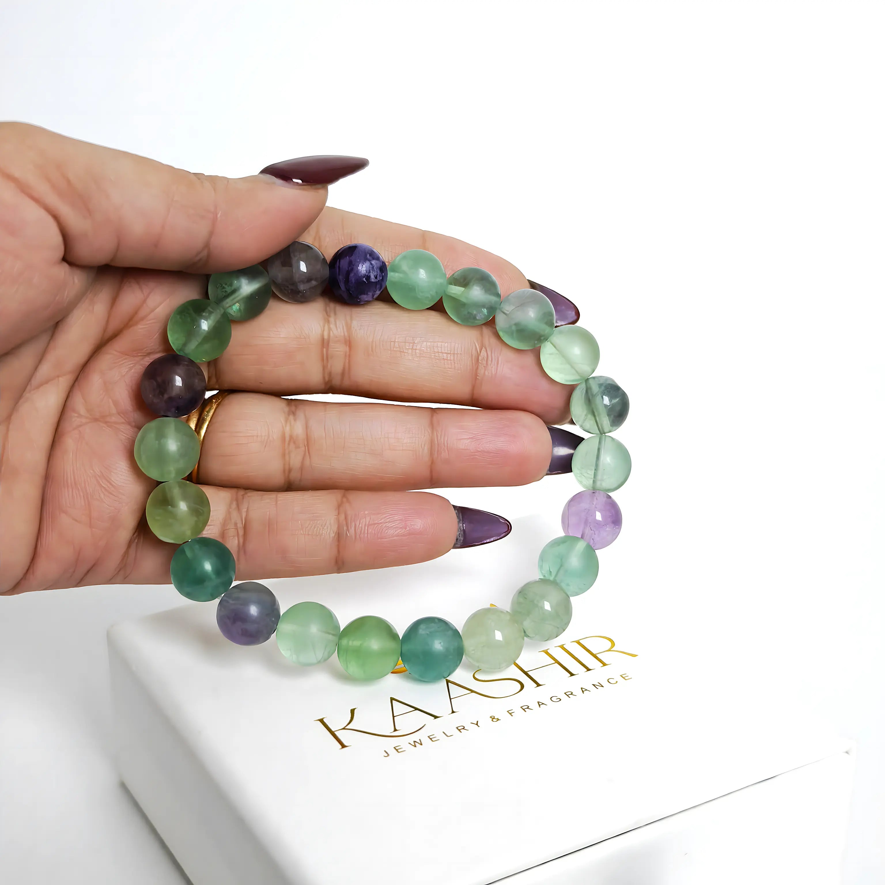 Fluorite healing crystal bracelet known for focus clarity and energy balance