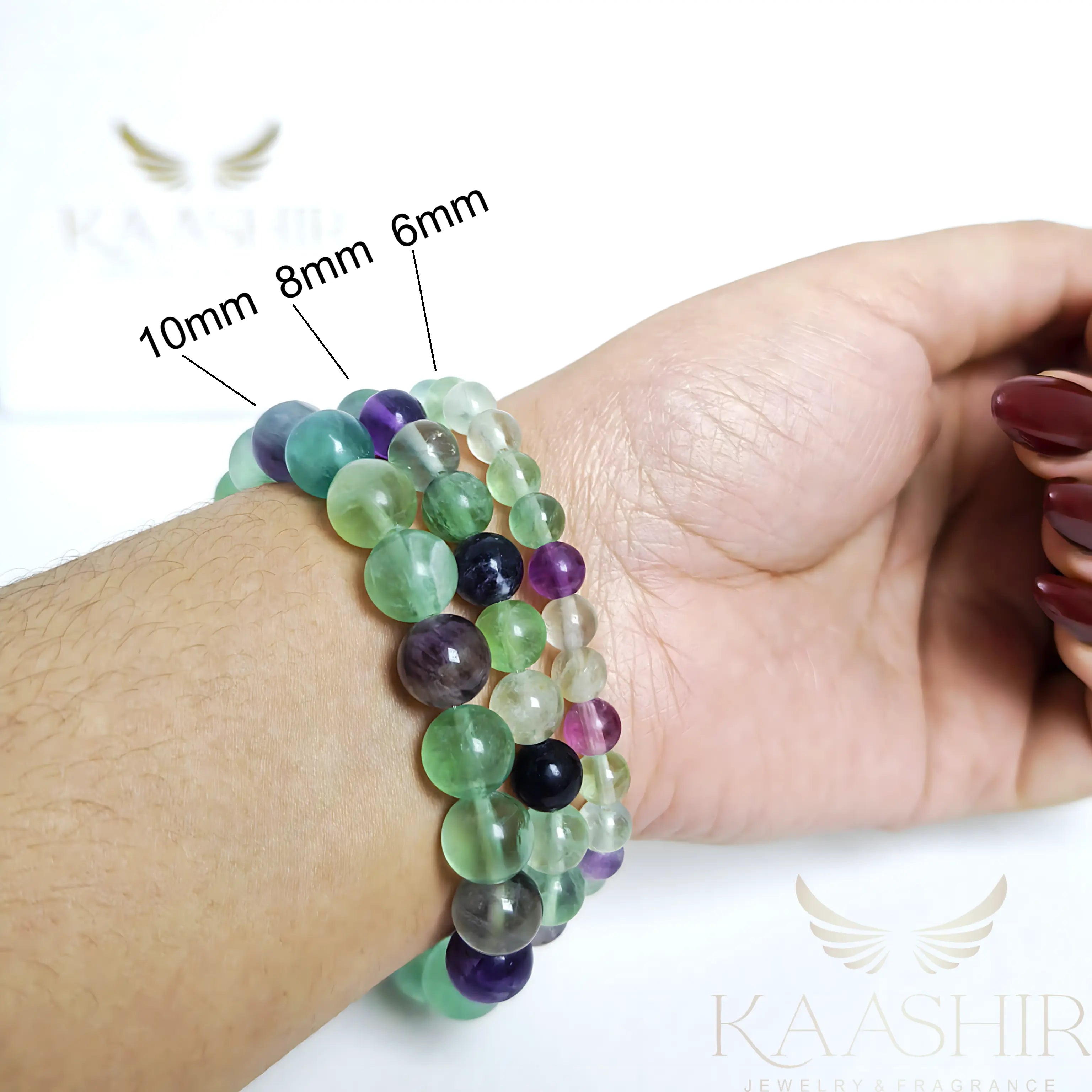 fluorite bracelet sizes 6mm 8mm 10mm size guide natural gemstone