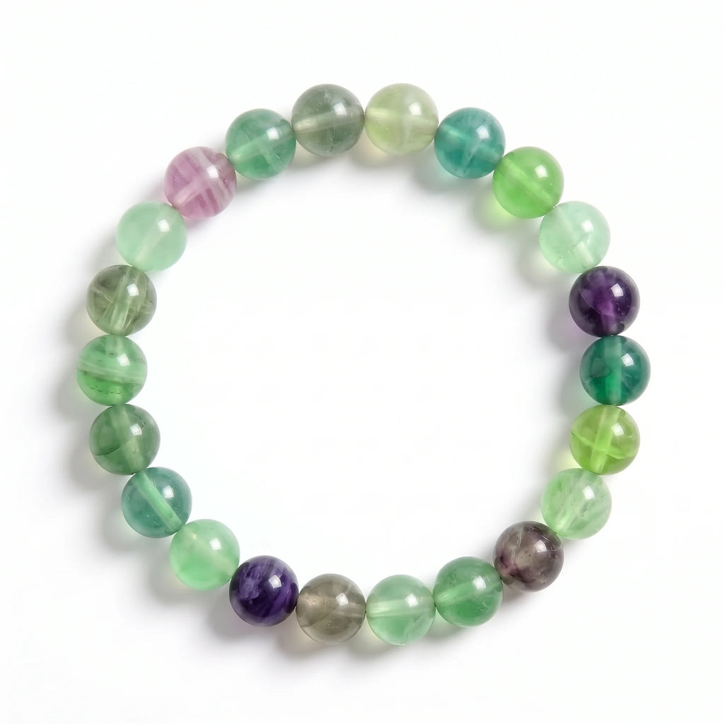 fluorite bracelet natural rainbow crystal gemstone handmade kaashir