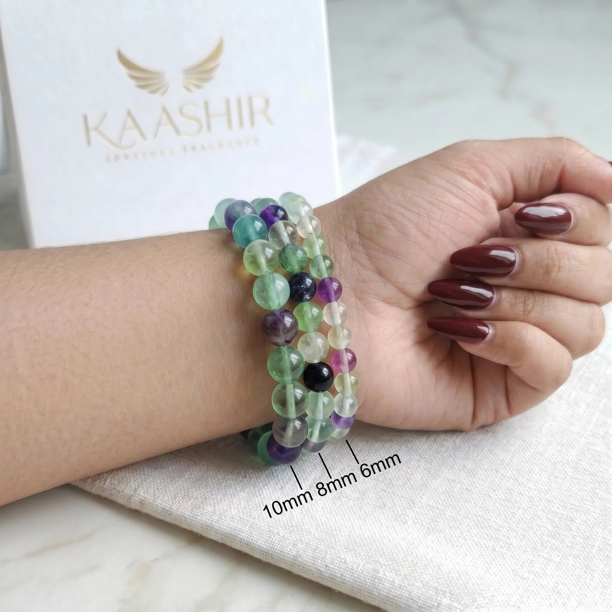 rainbow fluorite bracelet multicolor purple green blue natural stone