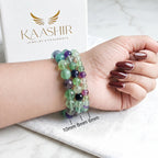 rainbow fluorite bracelet multicolor purple green blue natural stone
