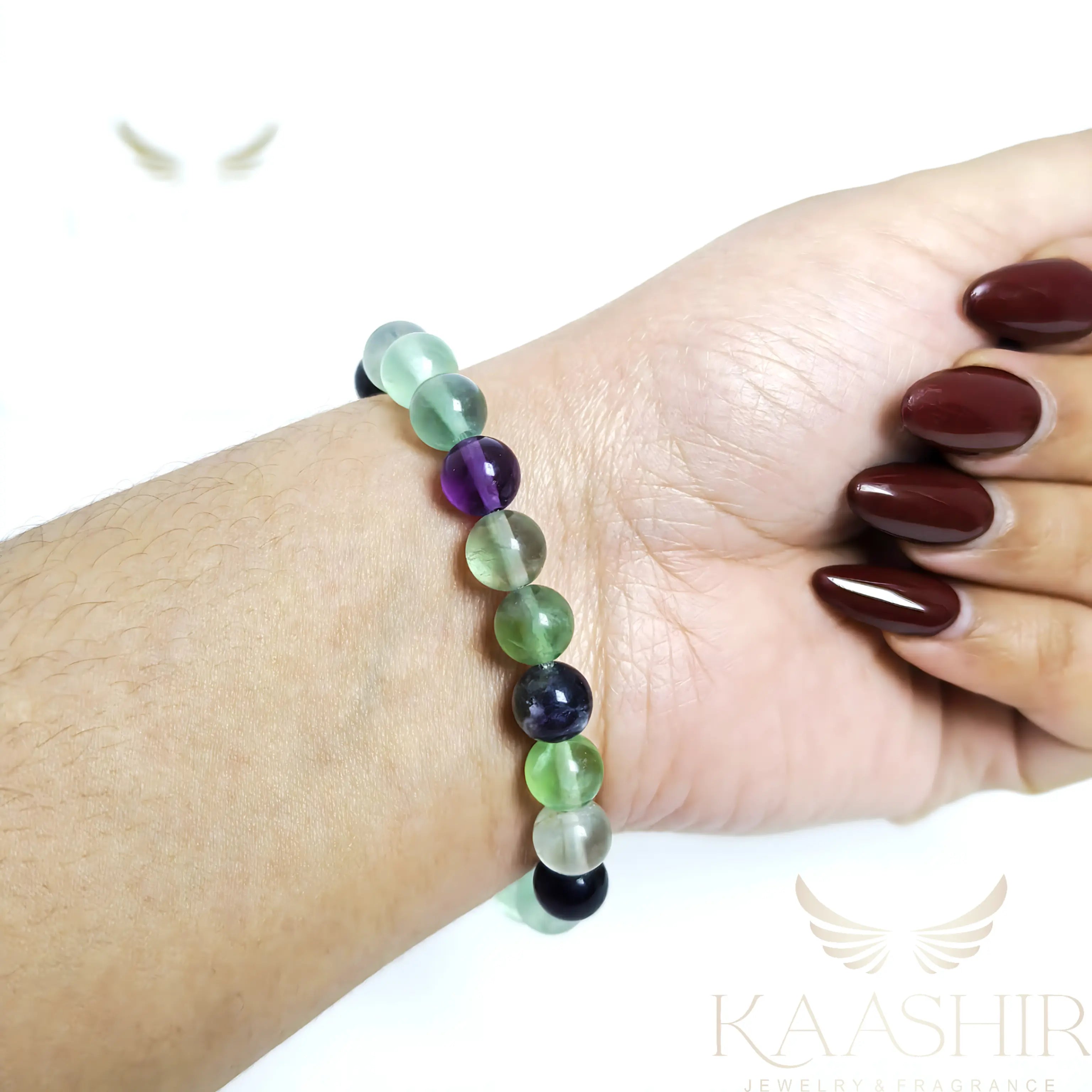 fluorite bracelet worn on wrist focus clarity emotional balance