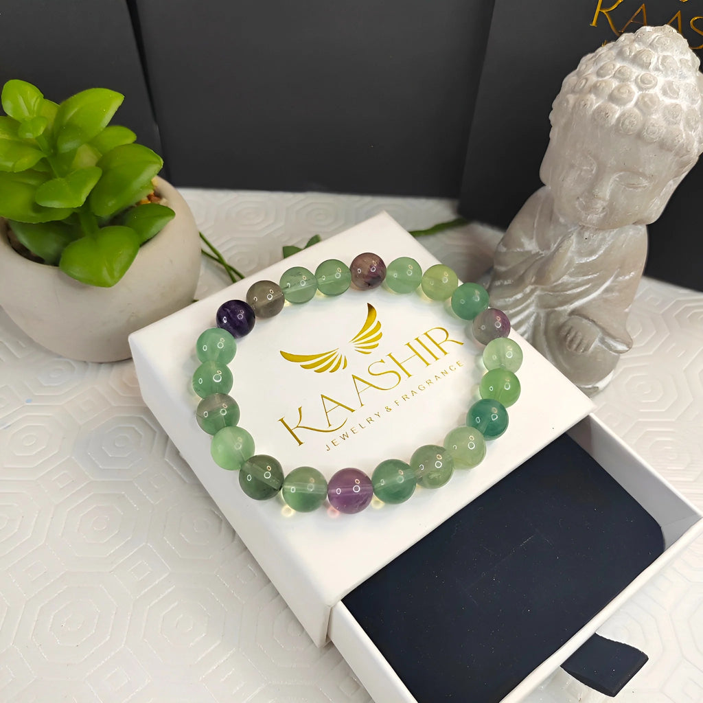 Fluorite Energy Bracelet – Unisex Handmade Crystal Jewelry | Kaashir