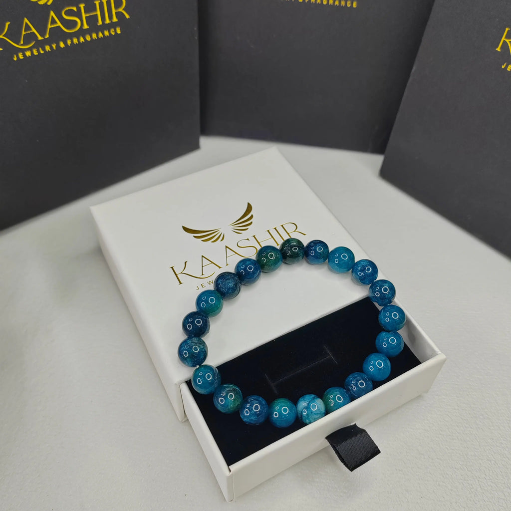 Blue Apatite Healing Bracelet – Unisex Handmade Crystal | Kaashir