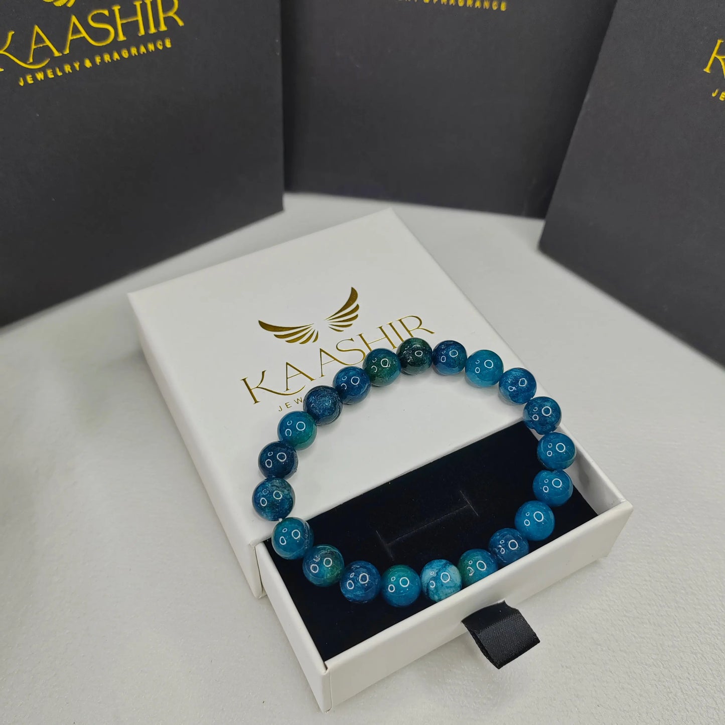 Blue Apatite Healing Bracelet – Unisex Handmade Crystal | Kaashir