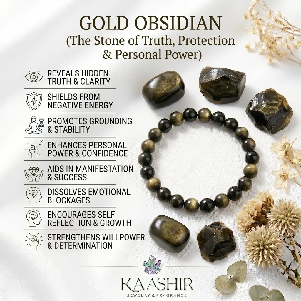 gold obsidian bracelet benefits meaning manifestation solar plexus