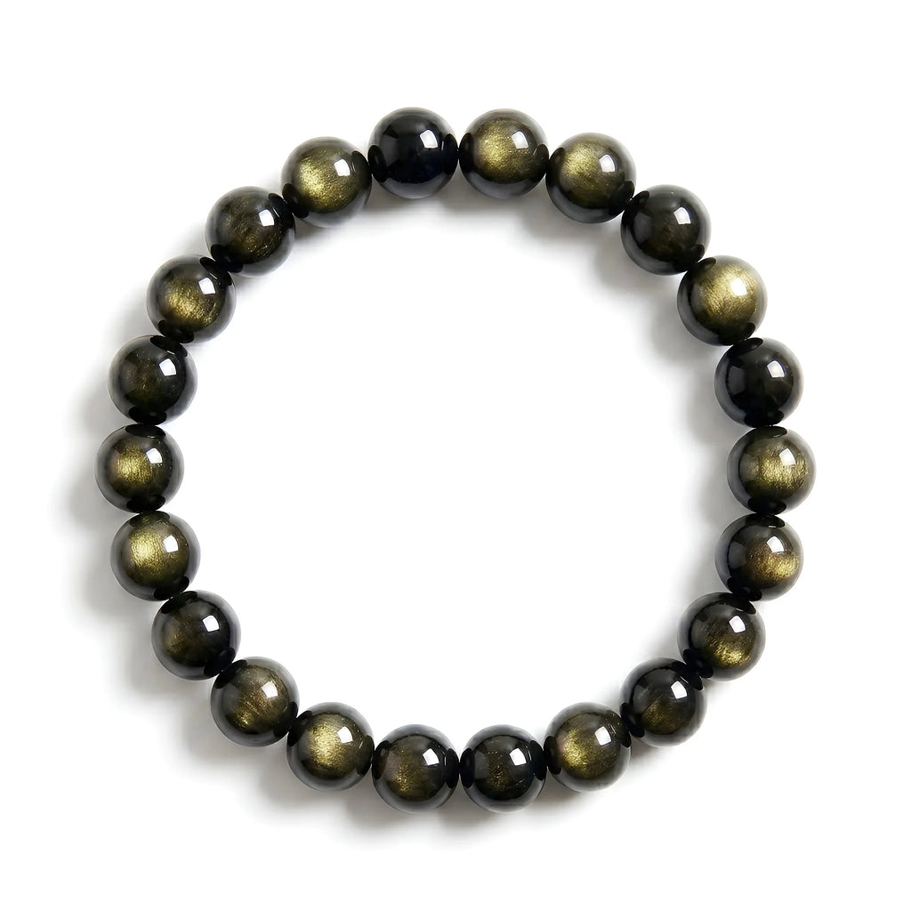 gold obsidian bracelet natural golden sheen gemstone handmade kaashir