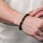 gold obsidian bracelet for men natural gemstone leadership protection
