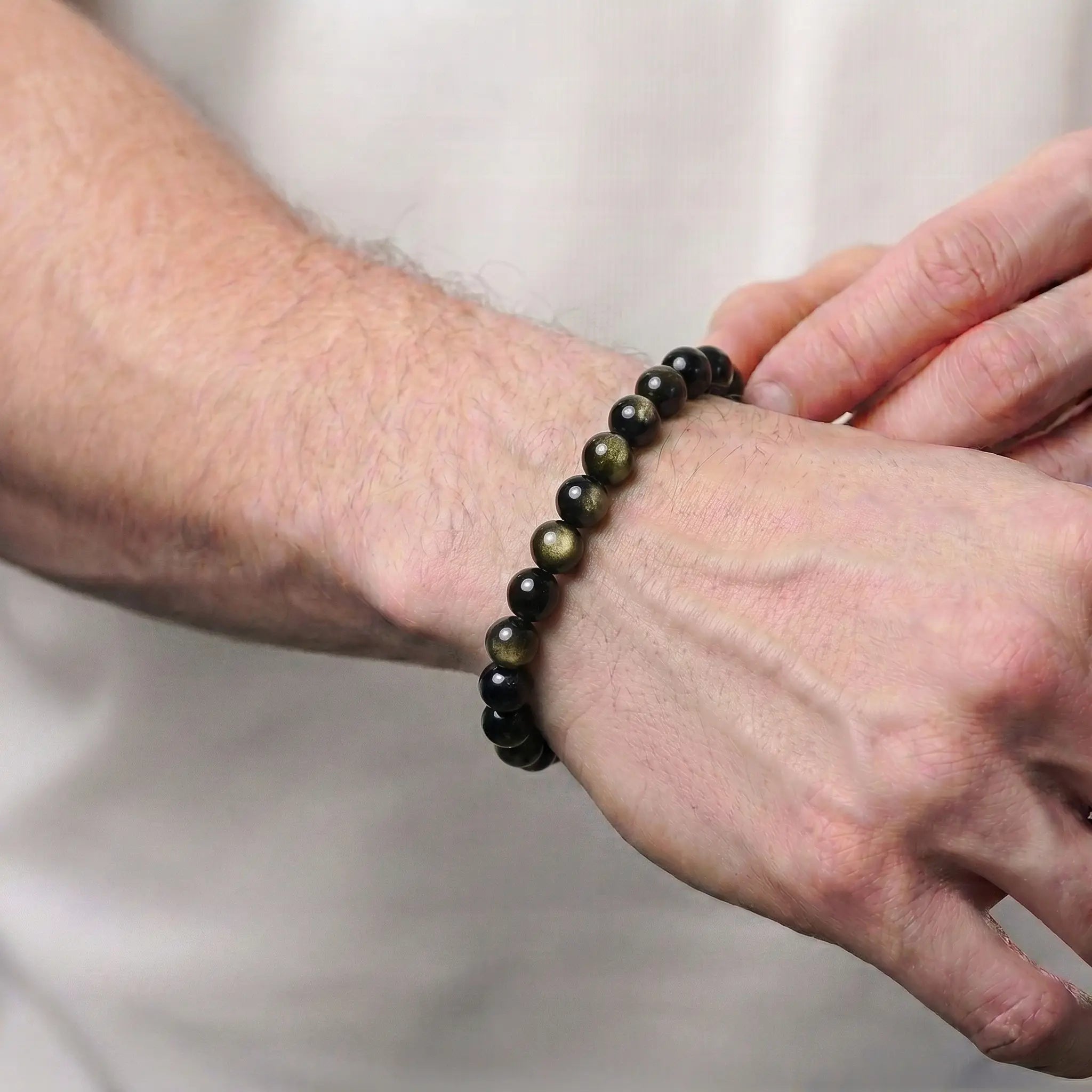 gold obsidian bracelet for men natural gemstone leadership protection