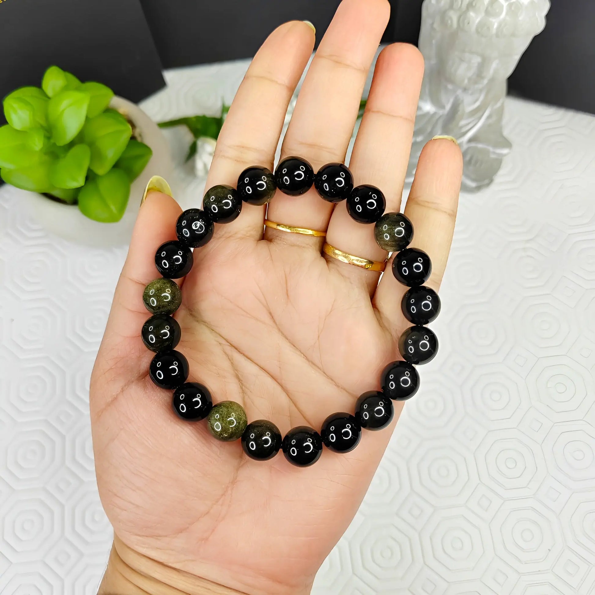 Gold Obsidian Energy Bracelet – Unisex Healing Stone | Kaashir