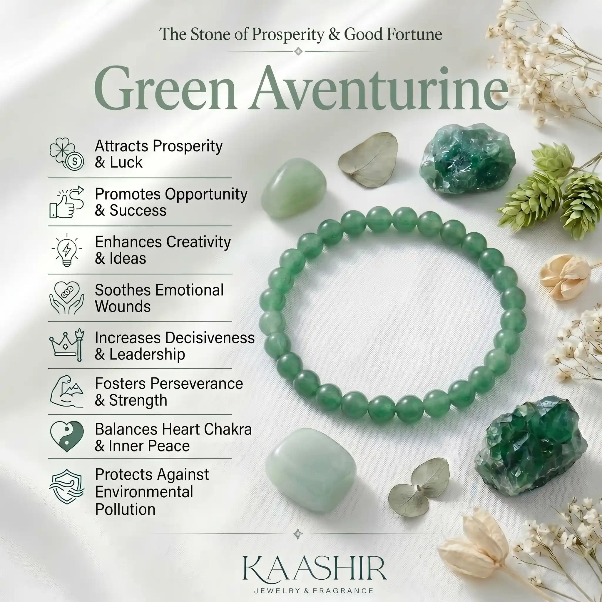 green aventurine bracelet benefits meaning luck prosperity heart chakra