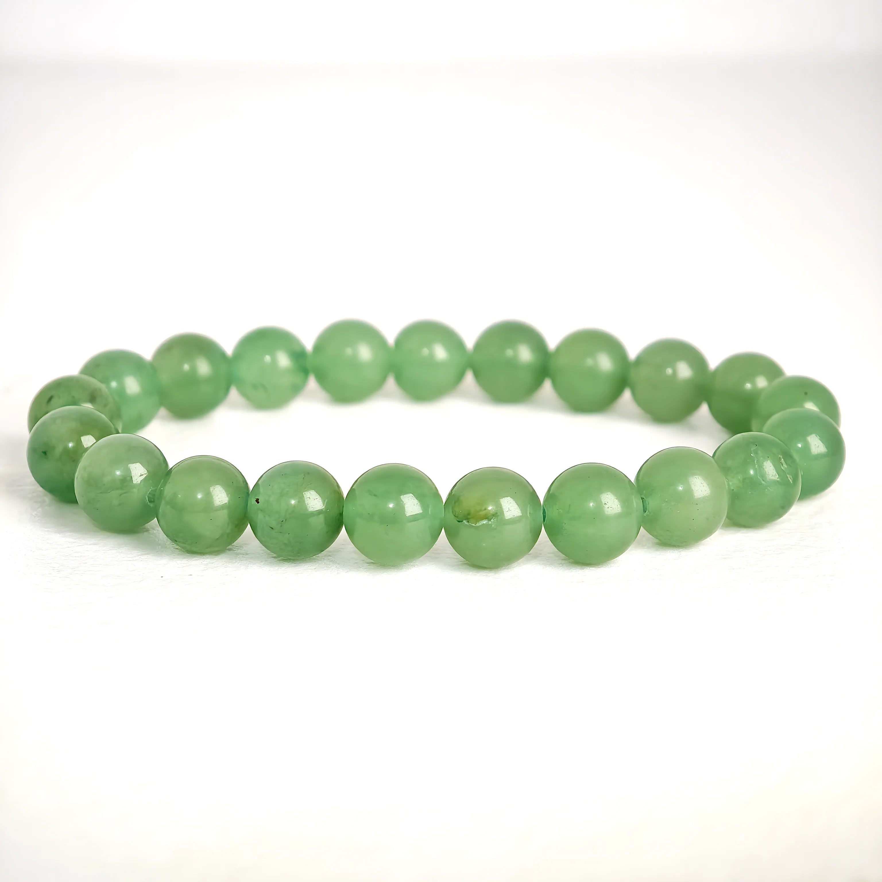 Natural green aventurine bracelet with polished crystal beads for luck and prosperity
