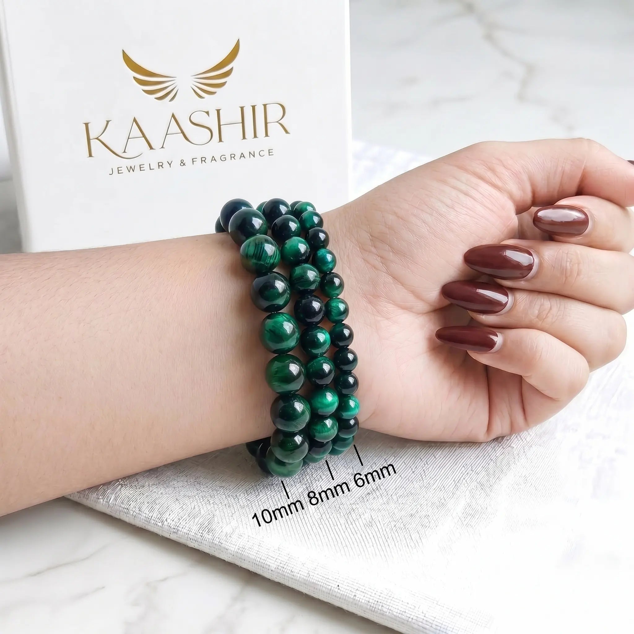 handmade green tiger eye bracelet ethically sourced natural stone