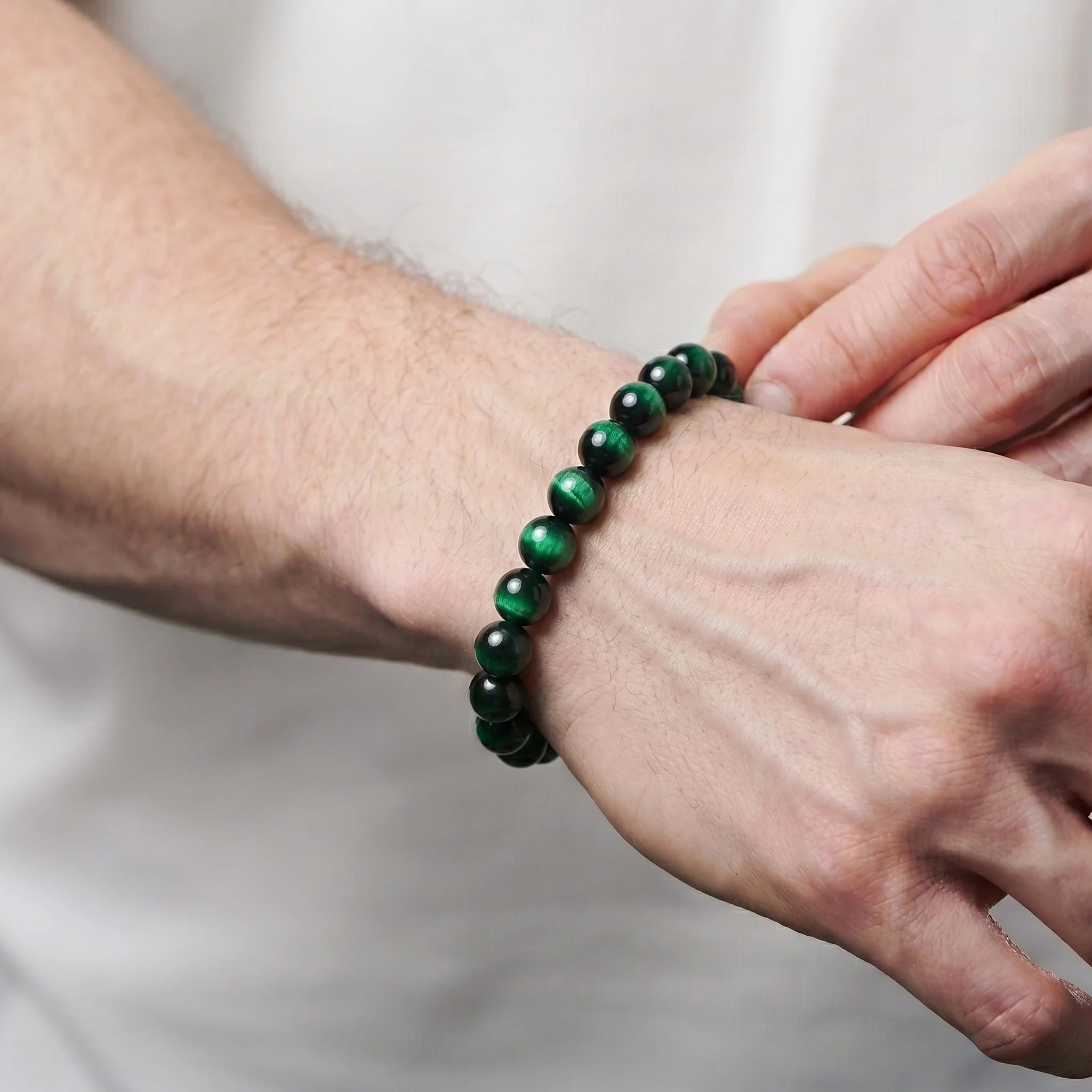 mens green tiger eye bracelet natural gemstone confidence balance