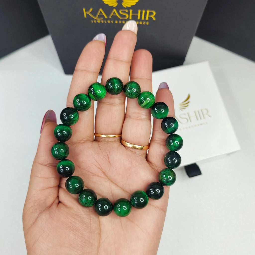 Green Tiger Eye Energy Bracelet – Handmade Unisex Crystal | Kaashir