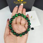 Bracelet œil de tigre vert Kaashir – Bijou en pierre fait main pour unisexe