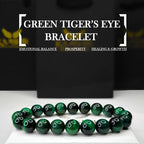 Bracelet œil de tigre vert Kaashir – Bijou en pierre fait main pour unisexe