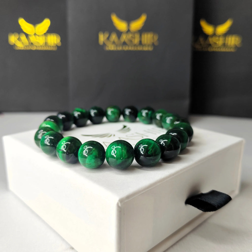 Green Tiger Eye Energy Bracelet – Handmade Unisex Crystal | Kaashir