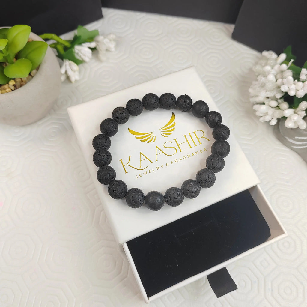 Kaashir Black Lava Rock Bracelet - Handmade Stone Jewelry for Unisex - Kaashir Jewelry & Fragrance