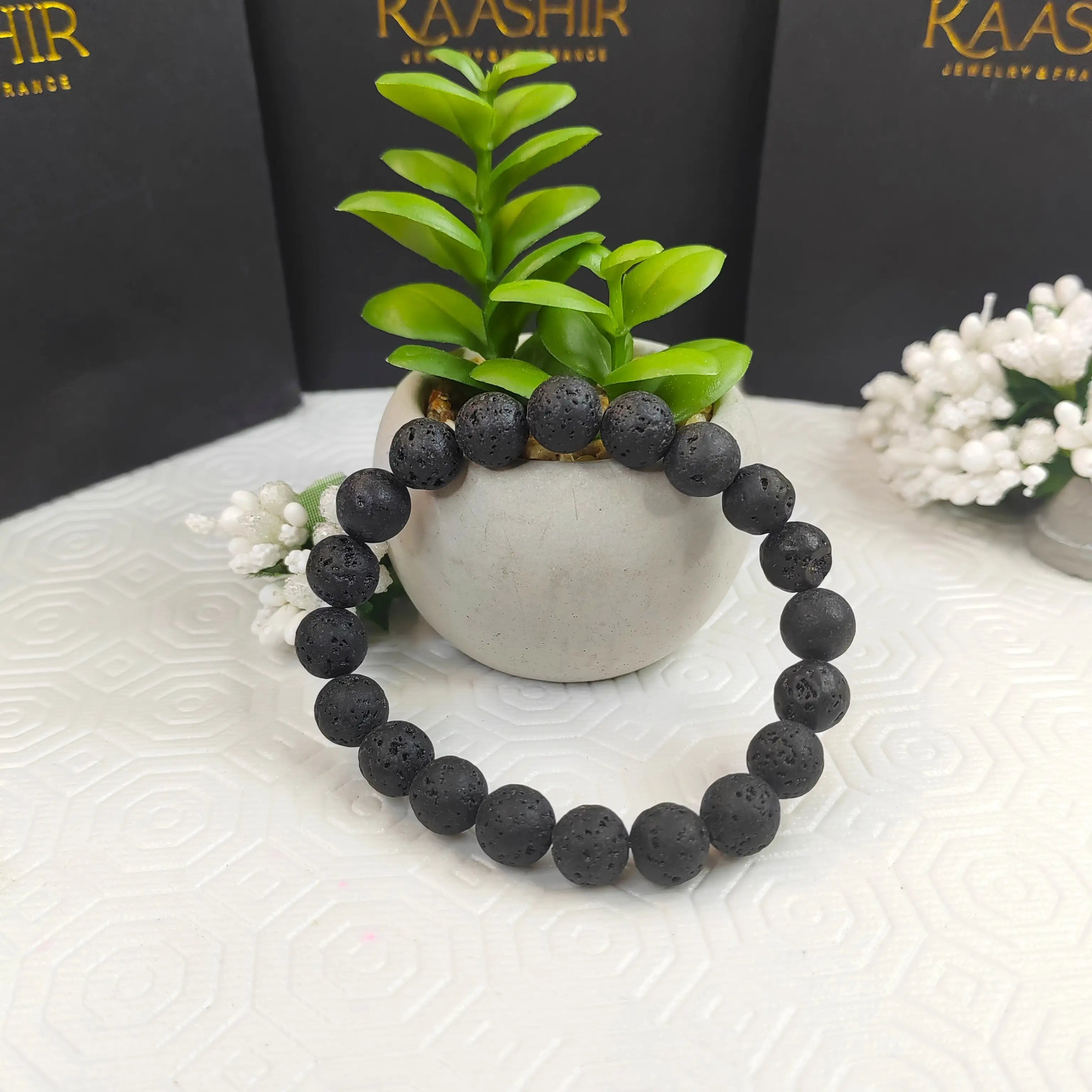 Kaashir Black Lava Rock Bracelet - Handmade Stone Jewelry for Unisex - Kaashir Jewelry & Fragrance