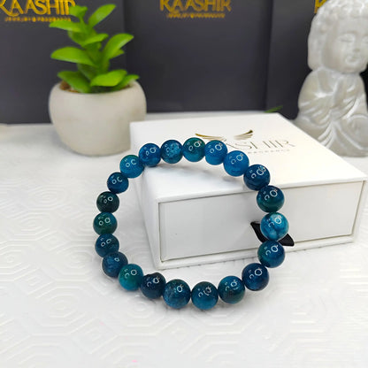 Blue Apatite Bracelet – Handmade Beaded Stone Jewelry for Men & Women - Kaashir Jewelry & Fragrance