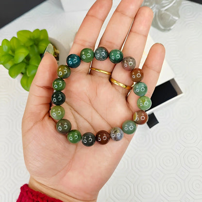 Indian Agate Bracelet – Handmade Beaded Stone Jewelry for Men & Women - Kaashir Jewelry & Fragrance