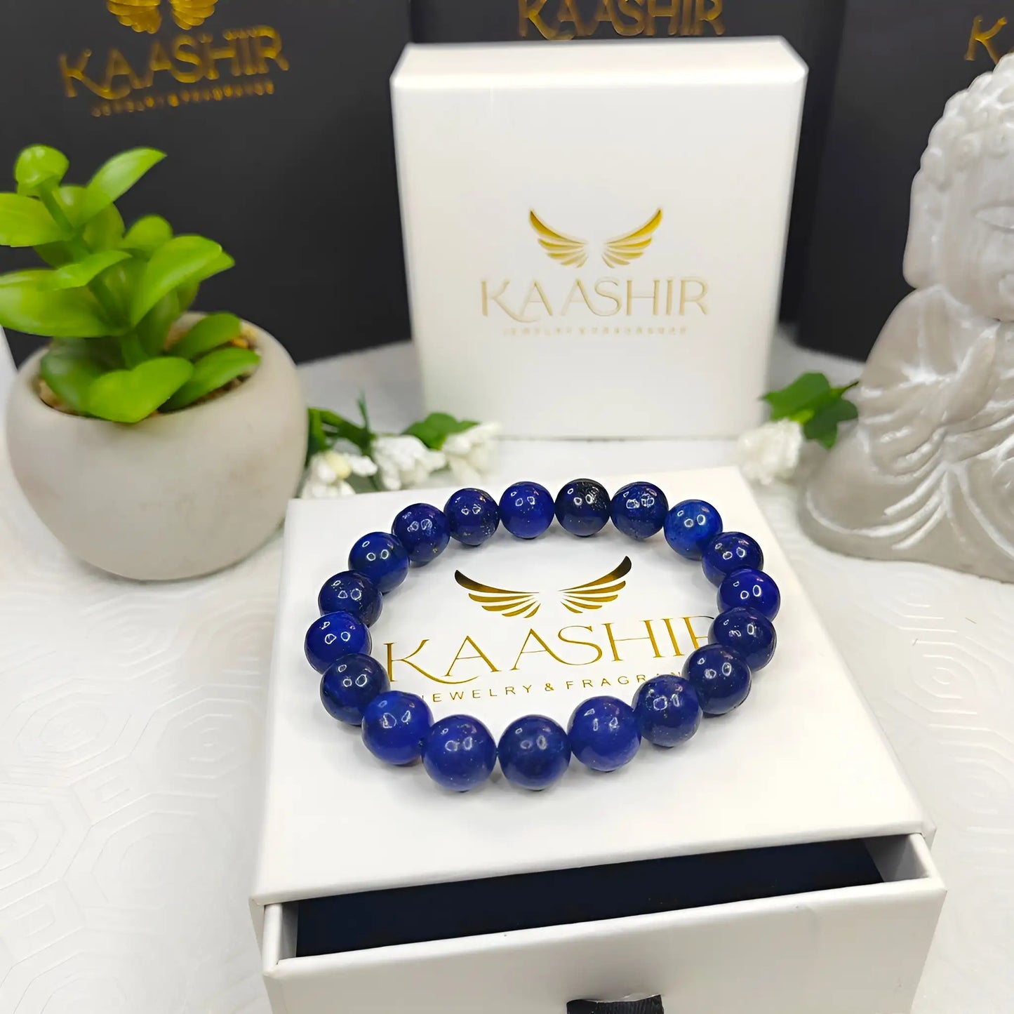 Lapis Lazuli Bracelet – Handmade Beaded Stone Jewelry for Men & Women - Kaashir Jewelry & Fragrance