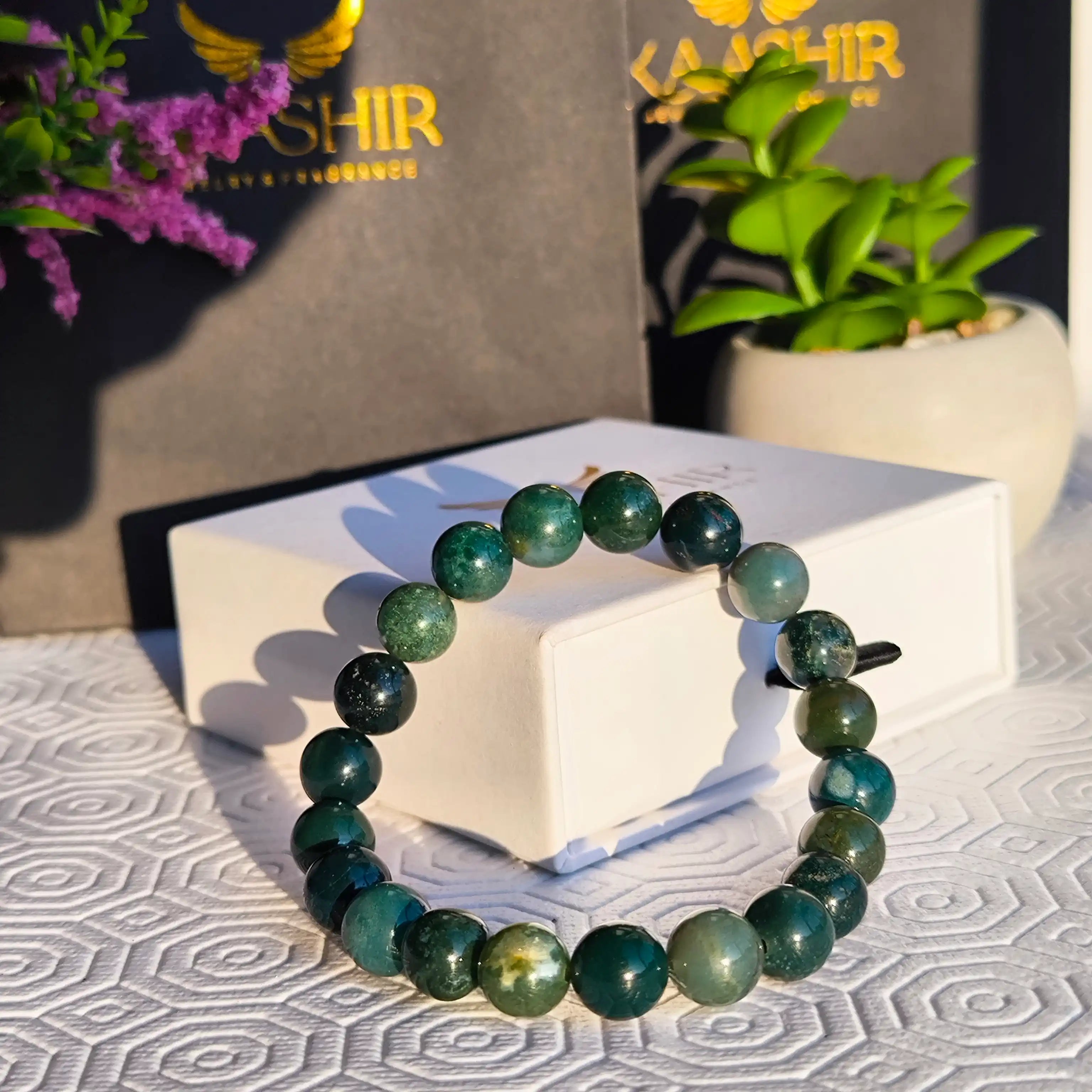 Kaashir Moss Agate Stone Bracelet - Handmade Beaded Jewelry for Unisex - Kaashir Jewelry & Fragrance