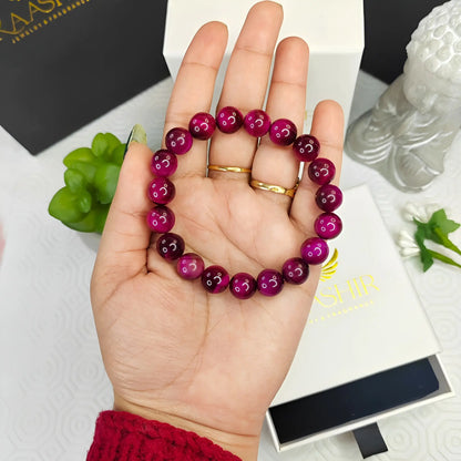 Pink Tigers Eye Bracelet – Handmade Beaded Stone Jewelry for Men&Women - Kaashir Jewelry & Fragrance