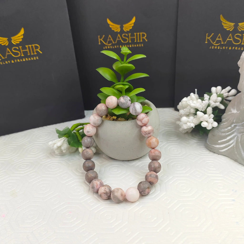 Kaashir Pink Zebra jasper Bracelet - Handmade Stone Jewelry for Unisex - Kaashir Jewelry & Fragrance