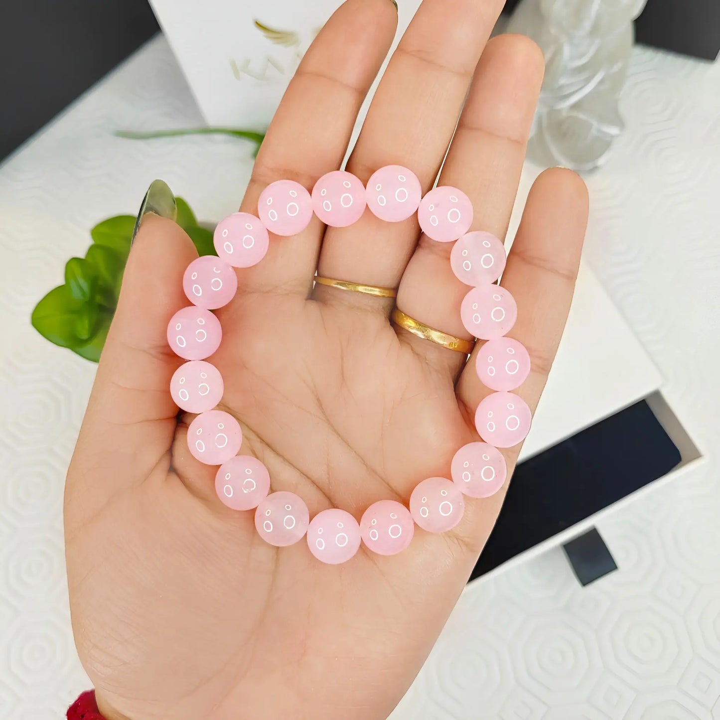 Rose Quartz Bracelet – Handmade Beaded Stone Jewelry for Men & Women - Kaashir Jewelry & Fragrance