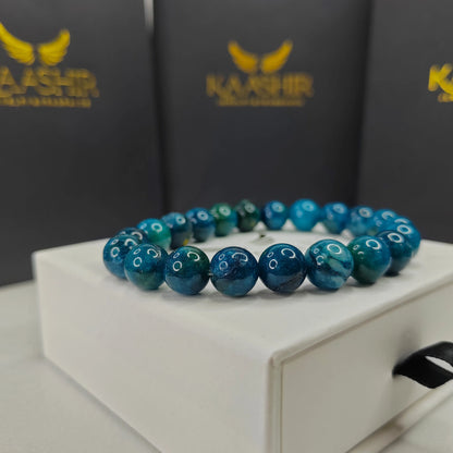 Blue Apatite Healing Bracelet – Unisex Handmade Crystal | Kaashir