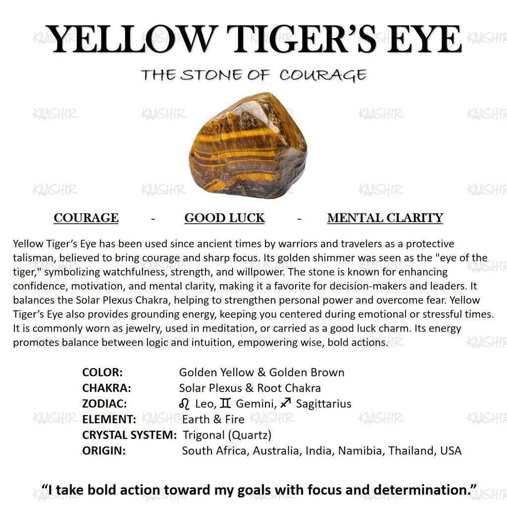 Yellow Tiger's Eye Energy Bracelet – Unisex Handmade Crystal | Kaashir