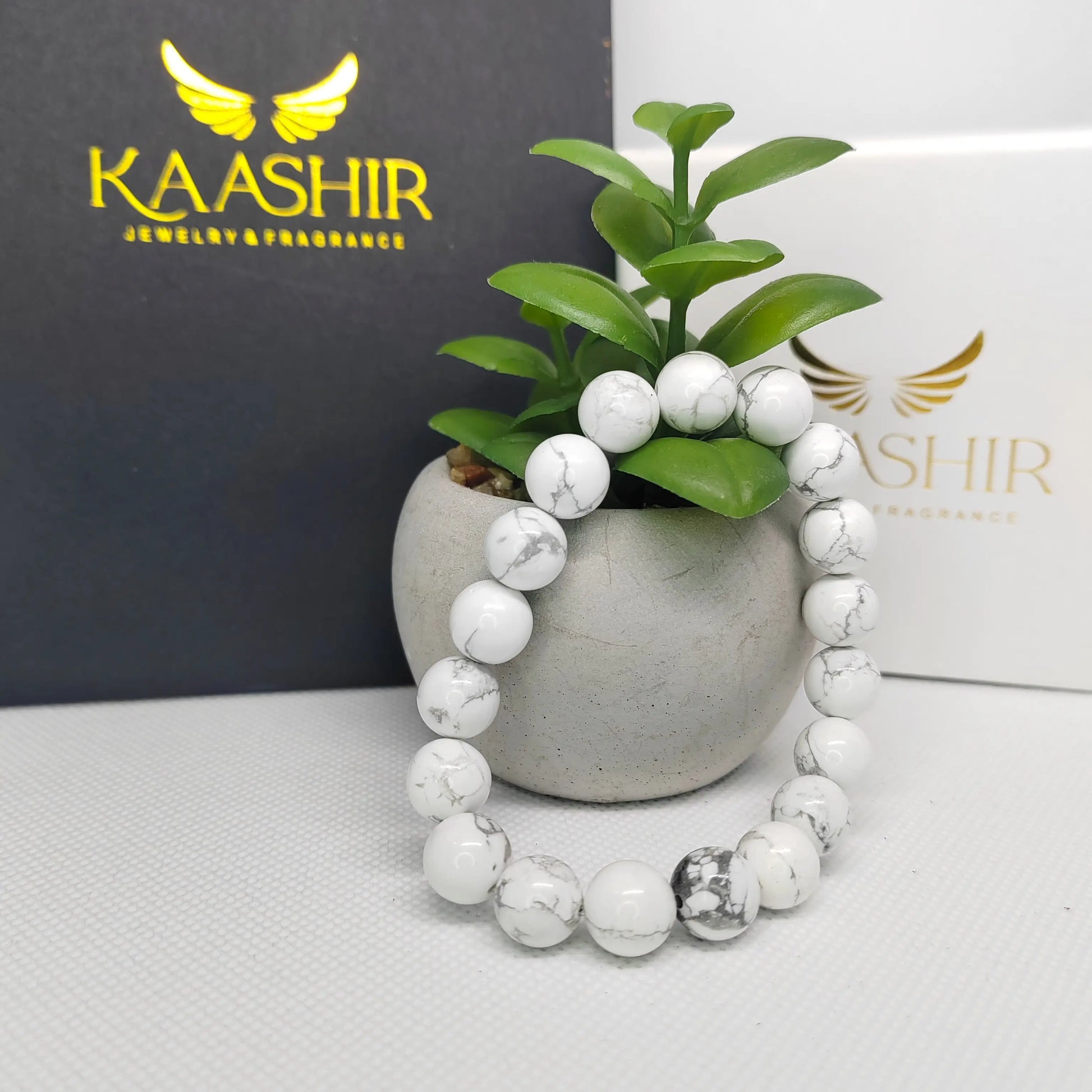 White Turquoise Bracelet – Unisex Handmade Healing Crystal | Kaashir