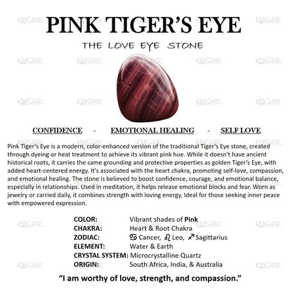 Kaashir Pink Tigers Eye Bracelet –Handmade Beaded Stone Jewelry Unisex